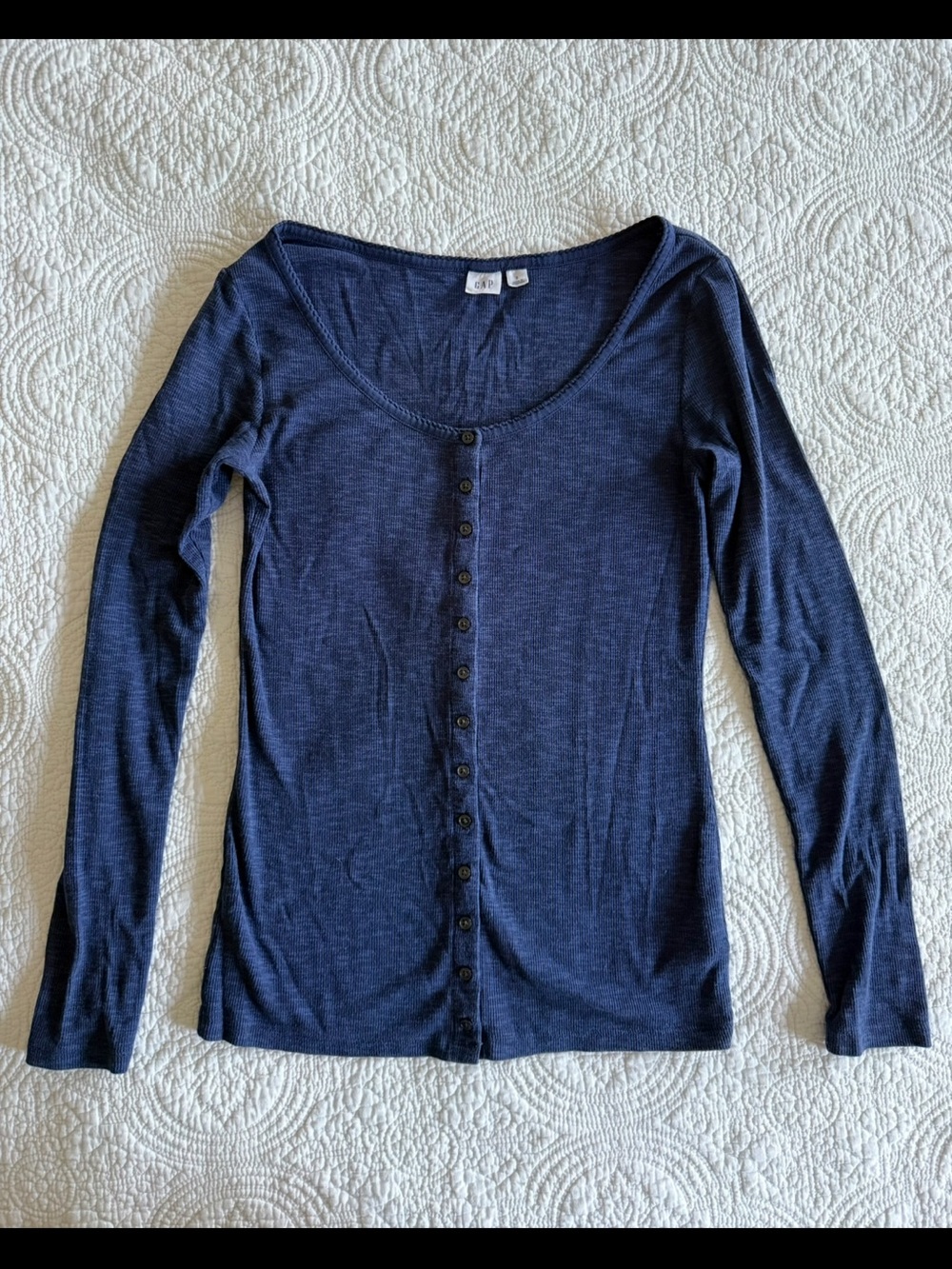 Gap Blue Long Sleeve Button Up Top Size Small